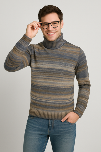 MAGLIONE UOMO  ENRICO COVERI DOLCEVITA FANTASIA LANA ART. EC246