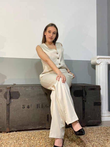 PANTALONE DONNA RAGAZZA PALAZZO TASCHE MARCA EMANUELA COSTA ART. 35604