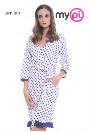 VESTAGLIA DONNA RAGAZZA SCIALLATA POIS PURO COTONE MARCA MYPI ART.1803