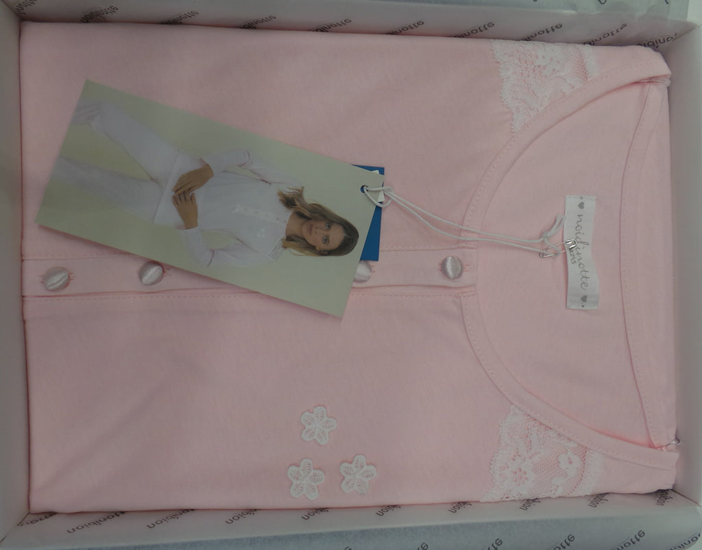 PIGIAMA DONNA RAGAZZA SERAFINO PURO COTONE ESTIVO FIORI PIZZO NOIDINOTTE ART.FA7328AS