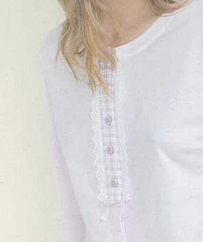 PIGIAMA APERTO DONNA RAGAZZA PIZZO QUADRI PURO COTONE NOIDINOTTE ART. FA7319AS