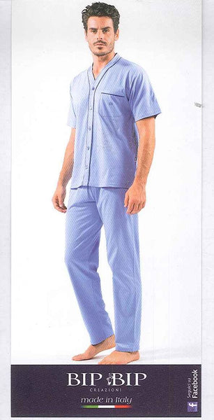 Bip Pigiami Camicia Da Notte Blu PIGIAMA APERTO MANICA CORTA UOMO