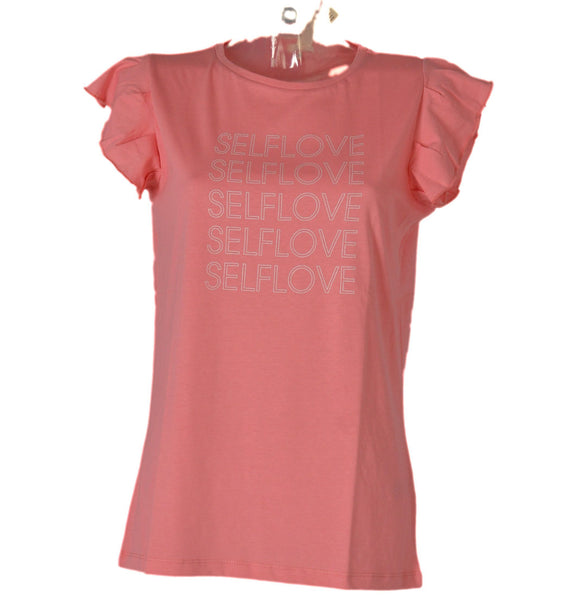 T-SHIRT DONNA COTONE ALETTA GIROCOLLO STAMPA MARCA FRABO ART.WJ0718