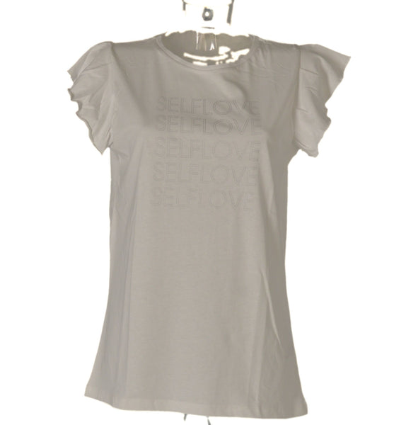 T-SHIRT DONNA COTONE ALETTA GIROCOLLO STAMPA MARCA FRABO ART.WJ0718