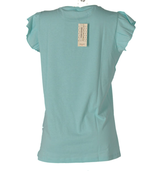 T-SHIRT DONNA COTONE ALETTA GIROCOLLO STAMPA MARCA FRABO ART.WJ0718