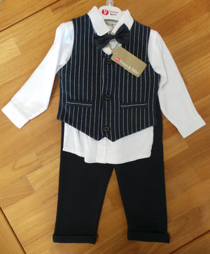 COMPLETO NEONATO ELEGANTE CAMICIA GILET PAPILLON PANTALONIELASTICO TASCHE MARCA BM ART.AY4033