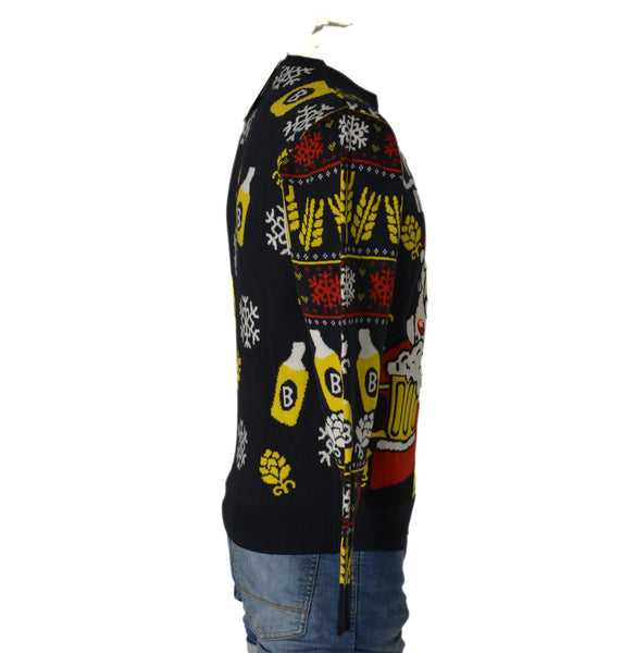 MAGLIONE UOMO DONNA GIROCOLLO NATALE BABBO NATALE BIRRA MARCA JULE ART.LED6