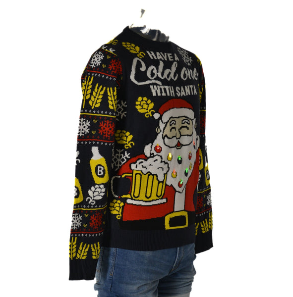 MAGLIONE UOMO DONNA GIROCOLLO NATALE BABBO NATALE BIRRA MARCA JULE ART.LED6