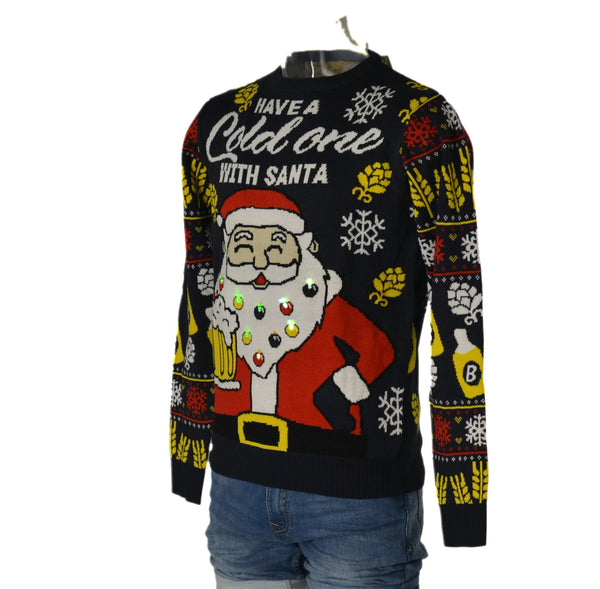 MAGLIONE UOMO DONNA GIROCOLLO NATALE BABBO NATALE BIRRA MARCA JULE ART.LED6