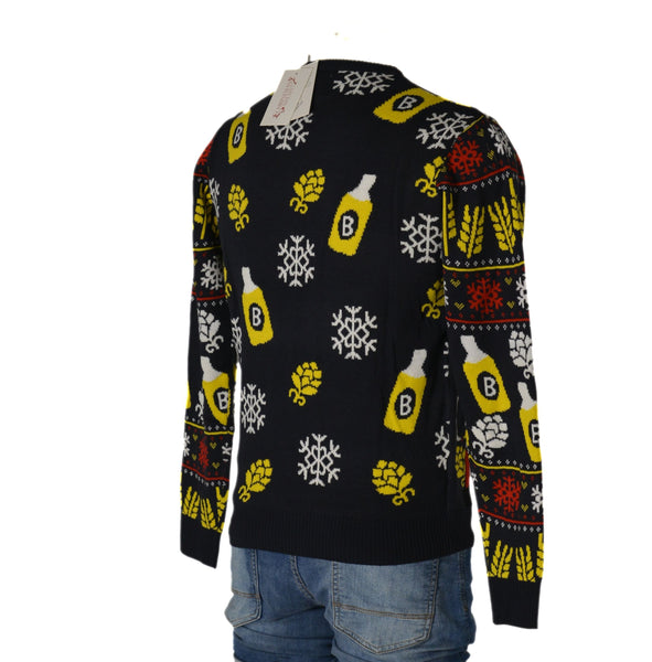 MAGLIONE UOMO DONNA GIROCOLLO NATALE BABBO NATALE BIRRA MARCA JULE ART.LED6