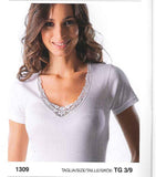 MAGLIA MEZZA MANICA INTIMA DONNA RAGAZZA PURO COTONE PIZZO MORETTA ART.1309