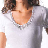 MAGLIA MEZZA MANICA INTIMA DONNA RAGAZZA PURO COTONE PIZZO MORETTA ART.1309