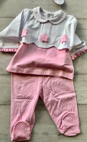 COMPLETO NEONATA MAGLIETTA PANTALONCINO BOTTONI POUAH MARCA ELLEPI ART.CO4882