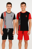 PIGIAMA CORTO UOMO RAGAZZO GIROCOLLO COTONE SQUADRA MILAN ART. PGCM2035