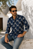 CAMICIA UOMO X-CAPE FANTASIA HAWAIANA MANICA LUNGA SLIM FIT LINO COTONE ART. PAPETE