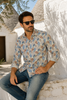 CAMICIA UOMO X-CAPE FANTASIA HAWAIANA MANICA LUNGA SLIM FIT LINO COTONE ART. PAPETE