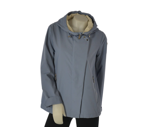 GIACCA DONNA  TASCHE CON ZIP CAPPUCCIO LEGGERO ANTIVENTO VIRGINIA BLU ART. JO-03C