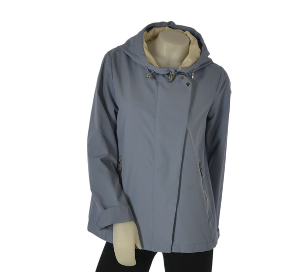 GIACCA DONNA  TASCHE CON ZIP CAPPUCCIO LEGGERO ANTIVENTO VIRGINIA BLU ART. JO-03C