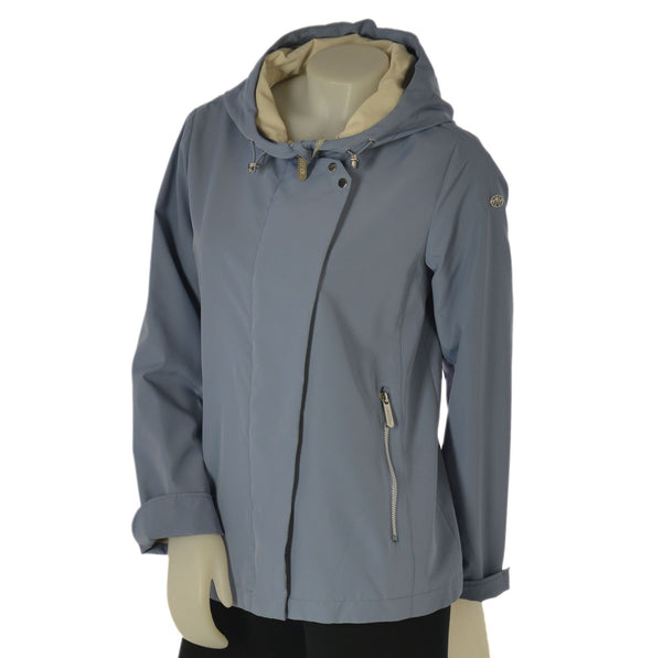 GIACCA DONNA  TASCHE CON ZIP CAPPUCCIO LEGGERO ANTIVENTO VIRGINIA BLU ART. JO-03C