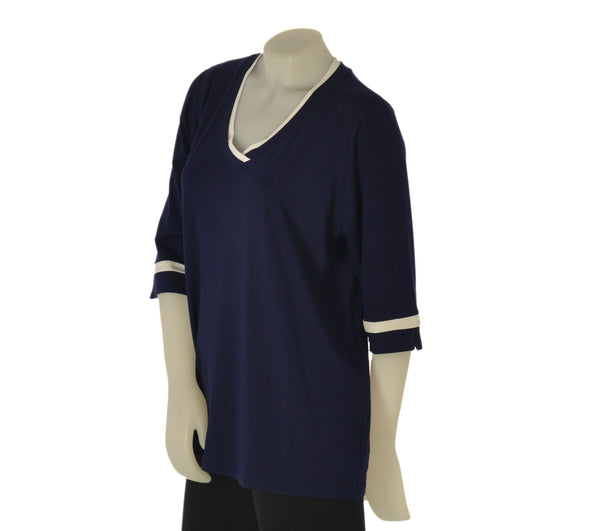 MAGLIA DONNA SCOLLO V MANICA TRE QUARTI TAGLIE COMODE  SOPHIA CURVY ART. 25123