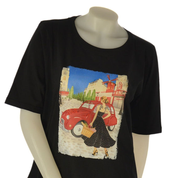 T-SHIRT DONNA COTONE PURO STAMPA MANICA CORTA  SOPHIA CURVY ART. 25069