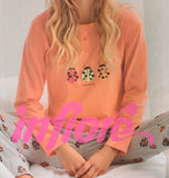 PIGIAMA LUNGO DONNA PURO COTONE SERAFINO COCCINELLE MARCA INFIORE ART. 652364