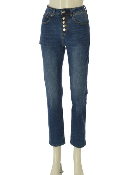 JEANS REGULAR FIT BOTTONI ELASTICIZZATO MISTO COTONE TASCHE  DONNA GRIFFAI ART. 6182