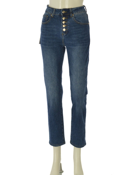 JEANS REGULAR FIT BOTTONI ELASTICIZZATO MISTO COTONE TASCHE  DONNA GRIFFAI ART. 6182
