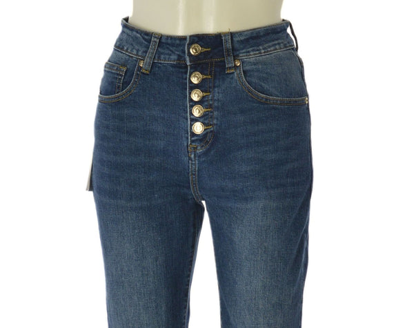 JEANS REGULAR FIT BOTTONI ELASTICIZZATO MISTO COTONE TASCHE  DONNA GRIFFAI ART. 6182