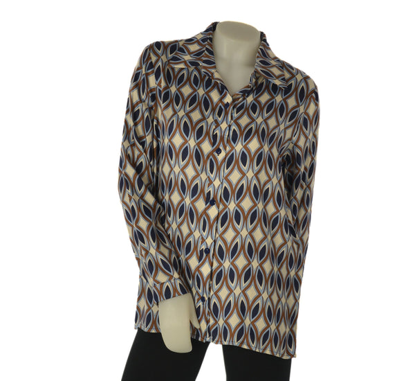 CAMICIA DONNA FANTASIA MANICA LUNGA MORBIDA SPACCHETTI PERLA ART.2533