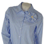CAMICIA DONNA MYASTREET MANICHE LUNGHE A RIGHE SFONDO PIEGA SPILLA  ART. MA2505-90