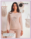 PIGIAMA DONNA COTONE GIROCOLLO BOTTONI POLSINI FANTASIA GIOVANE COMODO MARCA NOTTINGHAM ART. 49895