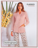 PIGIAMA DONNA COTONE MORBIDO BOTTONI TASCHE FANTASIA ELEGANTE GIOVANE FRESCO MARCA NOTTINGHAM ART.49813