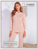 PIGIAMA DONNA COTONE GIROCOLLO BOTTONI POLSINI FLOREALE GIOVANE COMODO MARCA NOTTINGHAM ART.49771