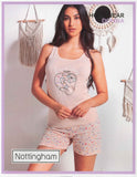 PIGIAMA DONNA COTONE CANOTTA GIROCOLLO STAMPA PANTALONCINO FANTASIA COMODO GIOVANE PRATICO MARCA NOTTINGHAM ART. 49896
