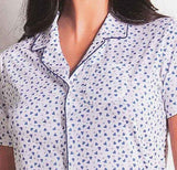 PIGIAMA DONNA COTONE BOTTONI FANTASIA MEZZA MANICA PANTALONCINO PRATICO GIOVANE ELEGANTE MARCA NOTTINGHAM ART.49955