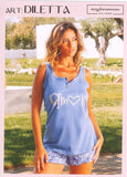PIGIAMA DONNA COTONE CANOTTA BOTTONI PANTALONCINO FANTASIA PRATICO GIOVANE COMODO MARCA ROSSOPORPORA ART.DILETTA