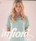 PIGIAMA DONNA COTONE GIROCOLLO BOTTONI MEZZA MANICA FANTASIA PRATICO COMODO GIOVANE MARCA INFIORE ART.ARL652407