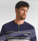 PIGIAMA UOMO COTONE GIROCOLLO BOTTONI LOGO POLSINI TASCA MORBIDO PRATICO MARCA IGAM ART.49636