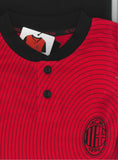 PIGIAMA RAGAZZO COTONE MILAN BOTTONI MEZZA MANICA PANTALONCINO ELASTICO LOGO PRATICO SPORTIVO GIOVANE MARCA HERMET ART.PGCMJ202030