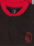PIGIAMA RAGAZZO COTONE MILAN BOTTONI MEZZA MANICA PANTALONCINO ELASTICO LOGO PRATICO SPORTIVO GIOVANE MARCA HERMET ART.PGCMJ202030