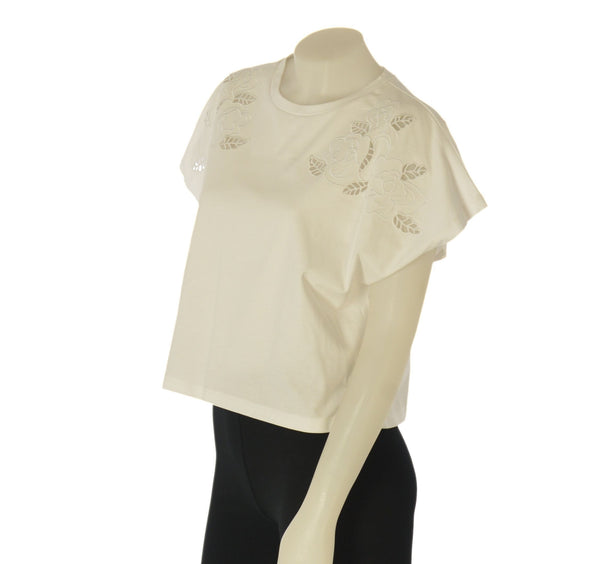 T-SHIRT DONNA AMPIA CORTA MANICA CORTA  A KIMONO  PURO COTONE RICAMI GRIFFAI ART. 6415