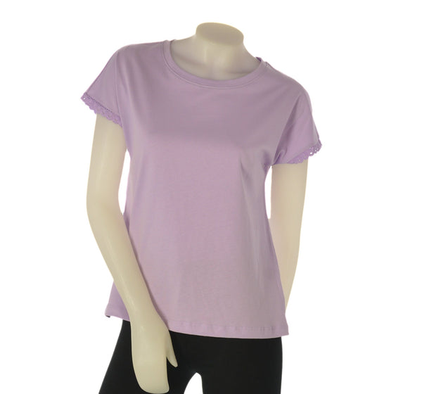 T-SHIRT DONNA GRIFFAI  COTONE PURO  MANICA CORTA A KIMONO  BORDO MACRAME ART. 6412