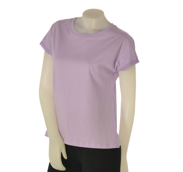 T-SHIRT DONNA GRIFFAI  COTONE PURO  MANICA CORTA A KIMONO  BORDO MACRAME ART. 6412