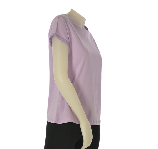 T-SHIRT DONNA GRIFFAI  COTONE PURO  MANICA CORTA A KIMONO  BORDO MACRAME ART. 6412