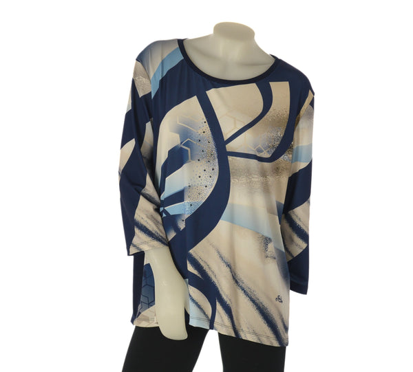 MAGLIA DONNA TAGLIE OVER PERLA FANTASIA STRASS MANICA TRE QUARTI ART. 2567