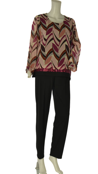 COMPLETO DONNA MAGLIA BLUSA PANTALONE PERLA ART. 2539