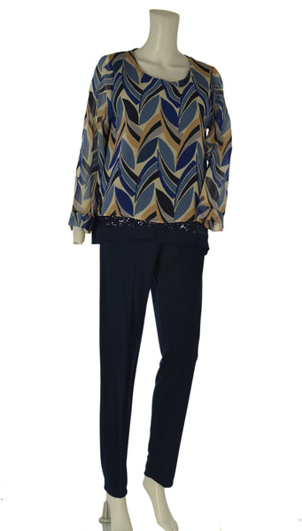 COMPLETO DONNA MAGLIA BLUSA PANTALONE PERLA ART. 2539
