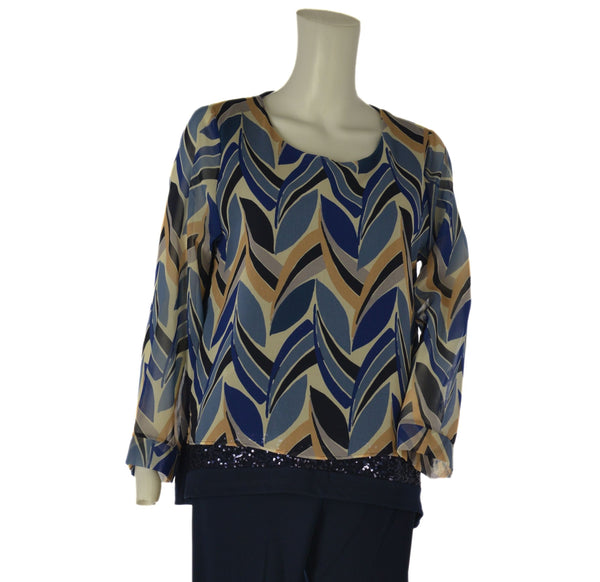 COMPLETO DONNA MAGLIA BLUSA PANTALONE PERLA ART. 2539