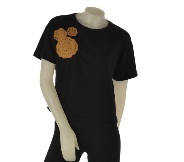 T-SHIRT DONNA GRIFFAI MANICA CORTA RICAMO FIORE COTONE ART. 6515